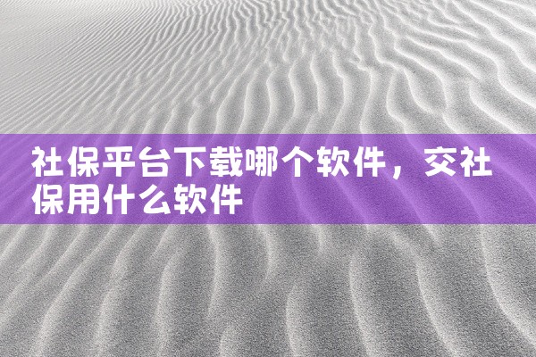 社保平台下载哪个软件